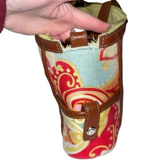 Spartina 449 Natural Linen Genuine Leather Shoulder Purse - Picture 7 of 16